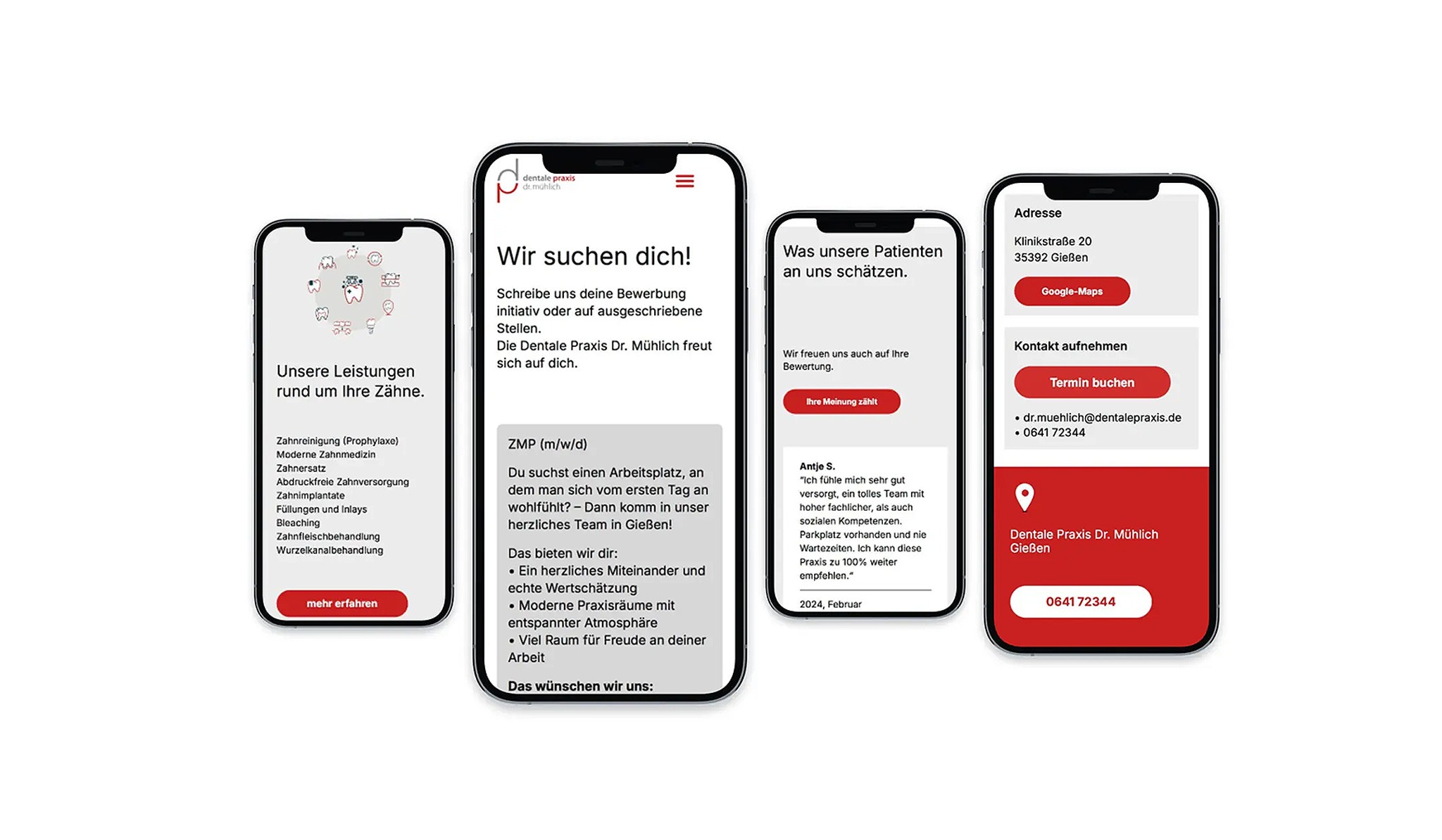 Dentale Praxis Dr. Mühlich Webscreen Smartphone