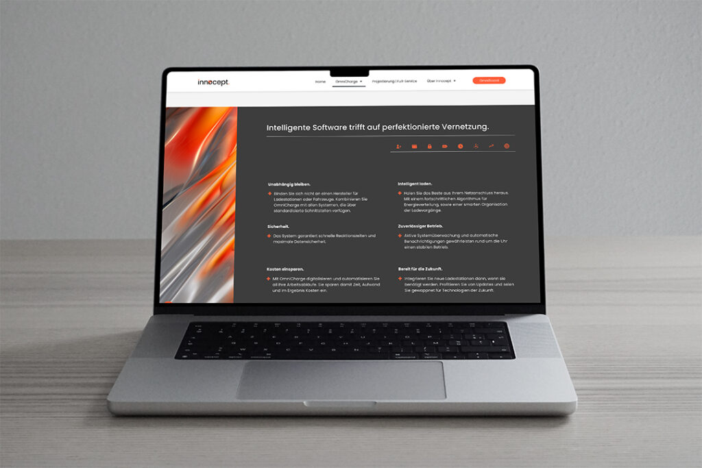 Innocept mobility Website Gestaltung, Responsive Design, UI/UX, Konzept, Desktop Device, Grafik Design,