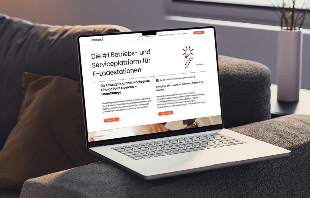 Innocept mobility Website Gestaltung, Responsive Design, UI/UX, Konzept, Desktop Device, Grafik Design,