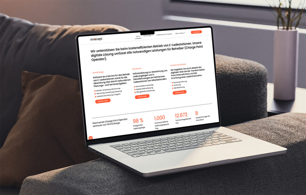 Innocept mobility Website Gestaltung, Responsive Design, UI/UX, Konzept, Desktop Device, Grafik Design,