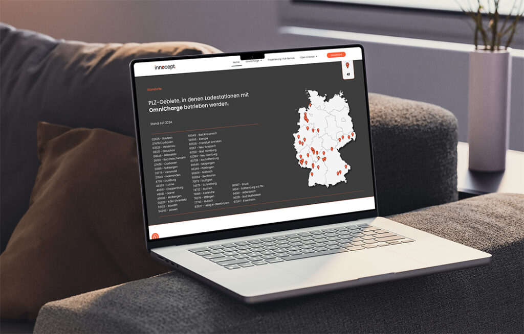 Innocept mobility Website Gestaltung, Responsive Design, UI/UX, Konzept, Desktop Device, Grafik Design,